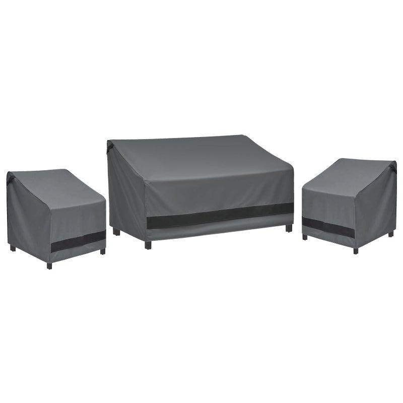loriano 3-Piece Patio Furniture Chair Covers Set  Outdoor 600D Heavy-Duty Waterproof  Fits 3 Seater Sofa 79""x37""x35""& 2 Chairs 32""x35""x36""  All-Weather Windproof Protection for Deck  Backyard (Gray) - Image 1